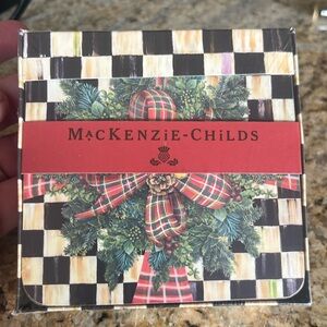 Mackenzie Childs wreath holiday cork back coasters